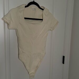 2 piece Ribbed square neck bodysuit